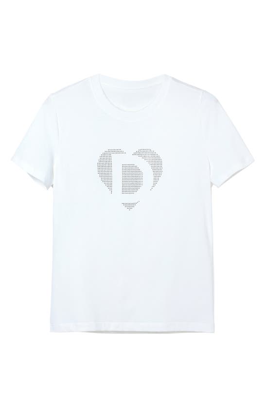 Shop Desigual Heart Embellished Cotton T-shirt In White