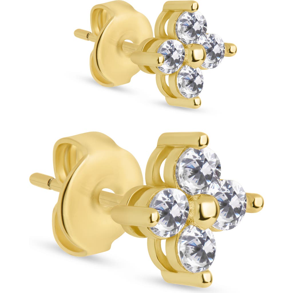 Sterling Forever Cz Cluster 2-pack Stud Earrings In Gold