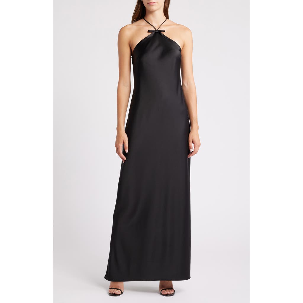 wayf satin dress WAYF Women's Colleen One-Shoulder Drape Satin Gown - Green