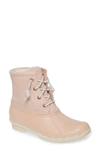 Sperry Saltwater Rain Boot In Blush Leather