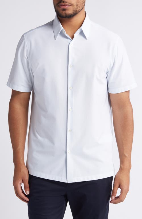 Shop Theory Irving Aster Stripe Short Sleeve Button-up Shirt In White/olympic