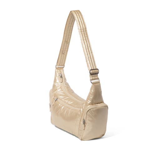 Baggallini Banana Sling Crossbody Shoulder Bag In Champagne Puff