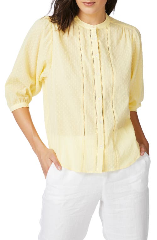 Clip Dot Short Sleeve Cotton Shirt in Yellow Iris