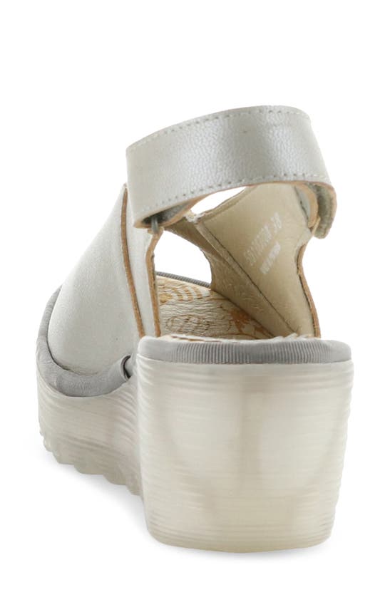 Shop Fly London Yeay Peep Toe Sandal In Silver Borgogna