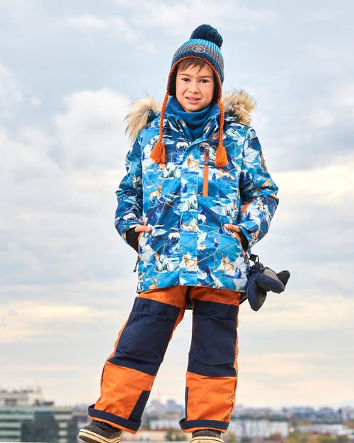 Shop Deux Par Deux Little Boy's Two Piece Snowsuit Burnt Orange With Printed Animals And Glaciers