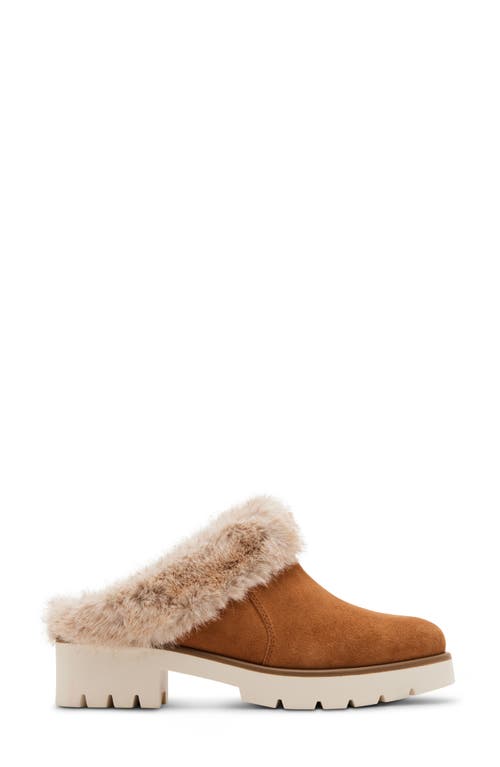 Shop Blondo Karoline Faux Fur Clog In Tan Suede