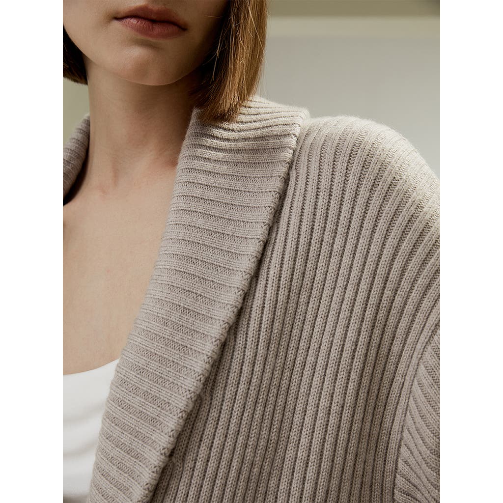 Lilysilk Merino Wool Shawl Collar Cardigan In Brown