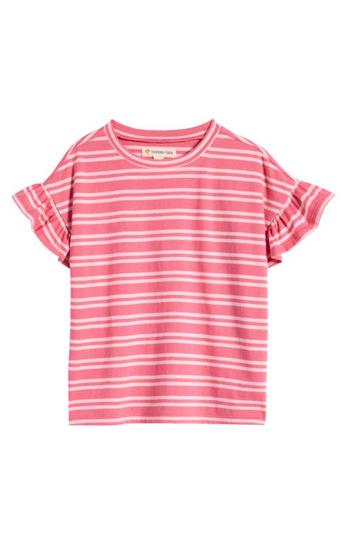 Tucker + Tate Kids' Ruffle Sleeve Cotton Top in Pink Rapture Janie Stripe 