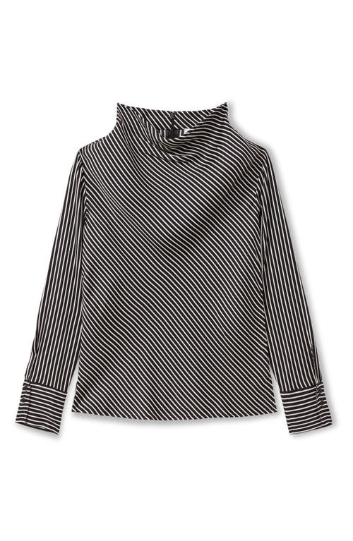 Shop Reiss Addison Stripe Funnel Neck Top In Black