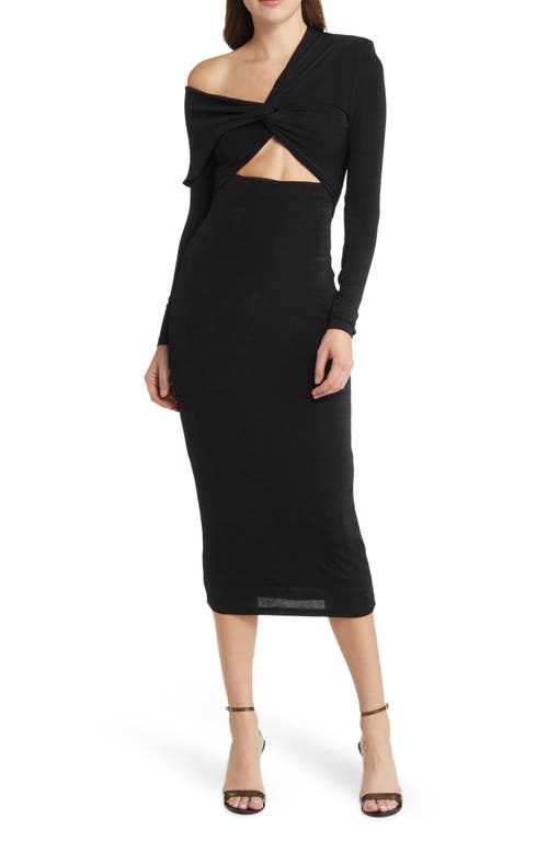 MISHA Anela Asymmetric Long Sleeve Dress in Black