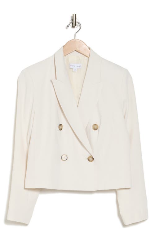 Gemma + Jane Double Breasted Crop Blazer In Eggshell
