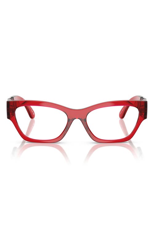 Versace 54mm Cat Eye Optical Glasses In Trans Red