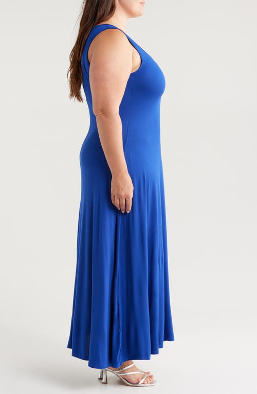 24seven Comfort Apparel Stretch A-line Tank Dress In Lapis