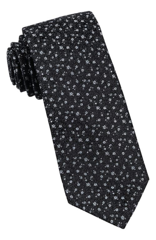 W. R.K Mini Floral Silk Tie in Black