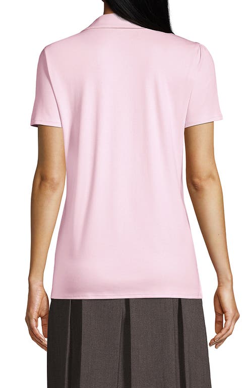 Lands' End School Uniform Short Sleeve Peter Pan Collar Polo Shirt In Ice Pink