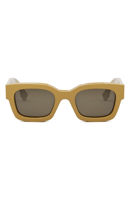 Fendi The  Signature 50mm Rectangular Sunglasses In Shiny Yellow/brown