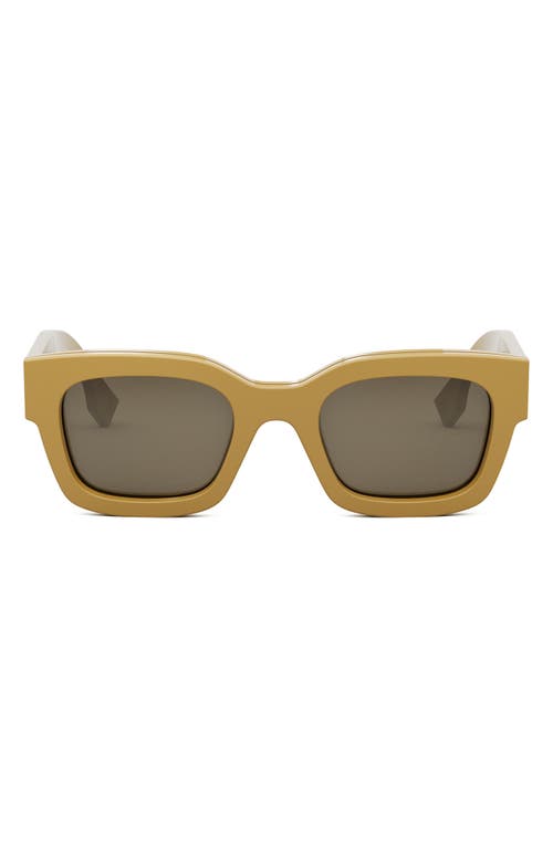 Fendi The Signature 50mm Rectangular Sunglasses In Shiny Yellow/brown