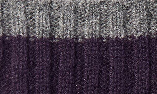 Amicale Pop Top Fingerless Cashmere Knit Gloves In Dark Purple