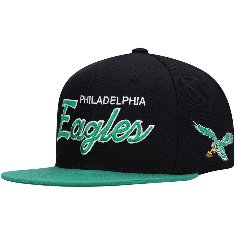 Mitchell & Ness Kids' Youth  Black/midnight Green Philadelphia Eagles Team Script Snapback Hat