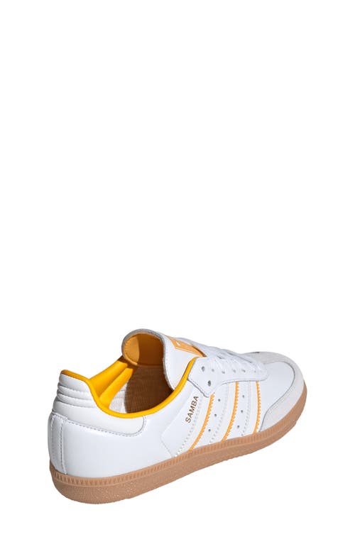 Shop Adidas Originals Adidas Kids' Samba Sneaker In White/crystal/yellow