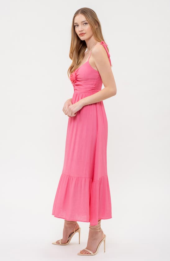 Shop Blu Pepper Rosette Tiered Sundress In Light Fuchsia