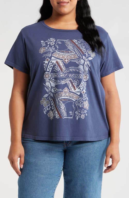 Lucky Brand Floral Queen Cotton Graphic T-shirt In Blue