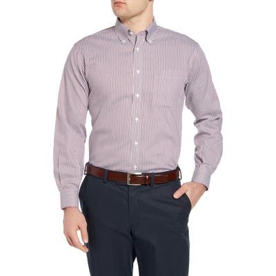 Nordstrom Shop Smartcare(TM) Classic Fit Stretch Stripe Dress Shirt - Burgundy