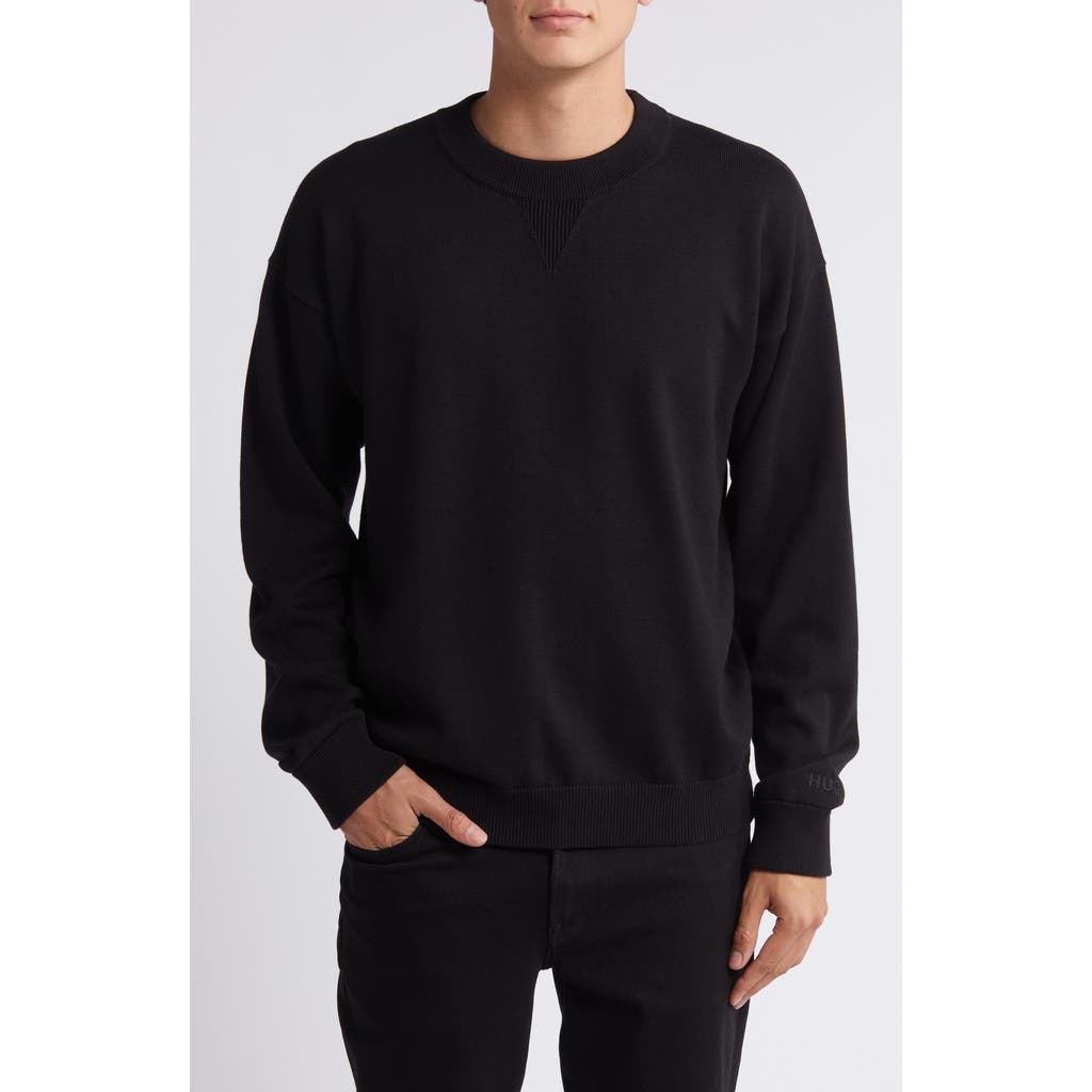 Shop Hugo Boss Hugo Swart Relaxed Sweater In Black