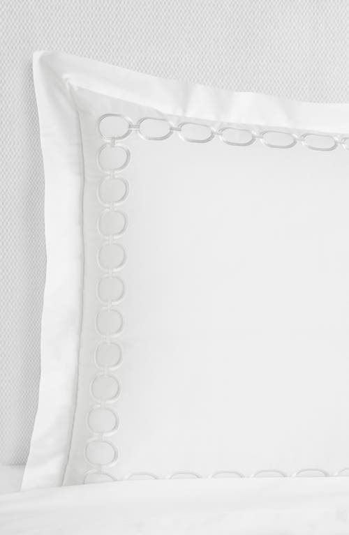 SFERRA Catena Cotton Percale Euro Pillow Sham in White/Lunar at Nordstrom