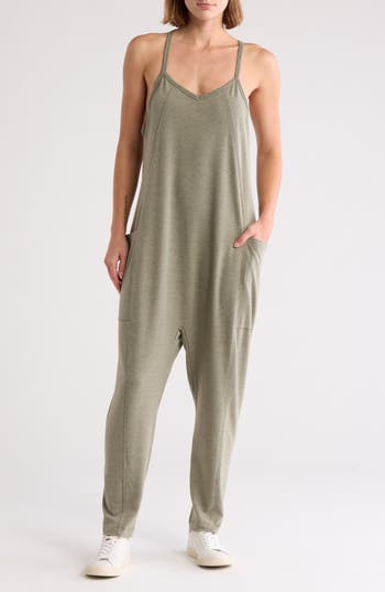 Z By Zella Change Of Heart Jumpsuit In Olive Night Heather