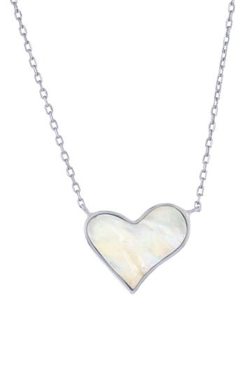 Simona Sterling Silver Mother-of-pearl Heart Pendant Necklace In Gold