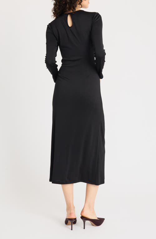 Shop Luxely Long Sleeve Faux Wrap Dress In Meteorite