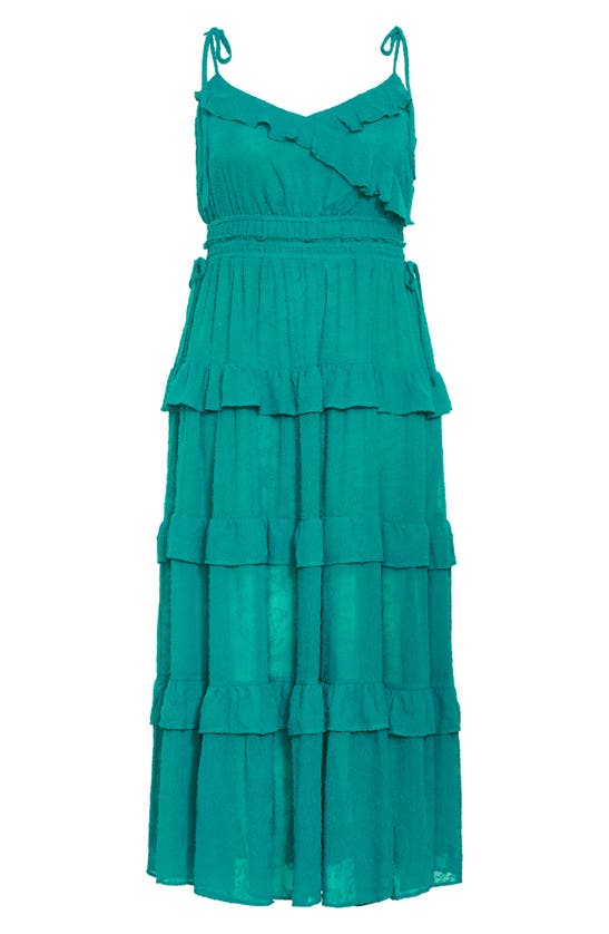 Shop City Chic Renee Ruffle Tie Strap Maxi Dress In Emerald
