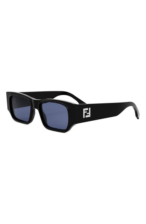 Shop Fendi Ff Squared 54mm Rectangular Sunglasses In Shiny Black/blue