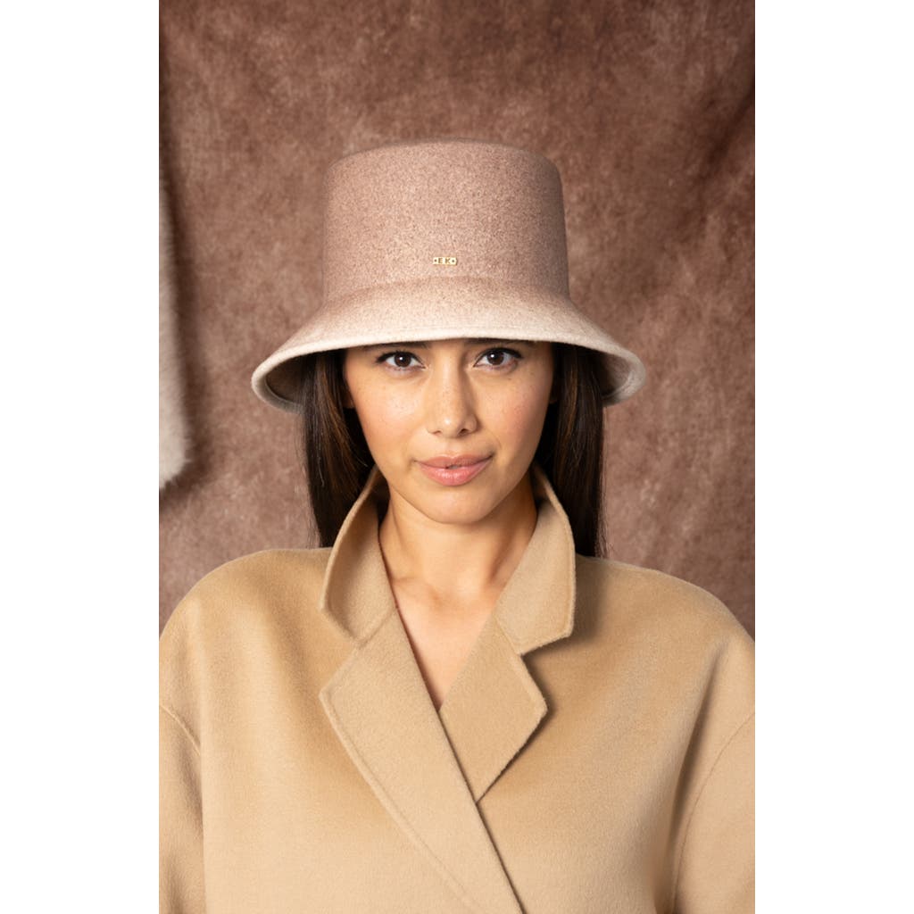Eugenia Kim Ruby Gradient Asymmetric Bucket Hat In Fawn/ivory