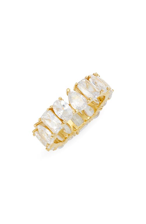 Fancy Cubic Zirconia Eternity Band Ring in Gold/White