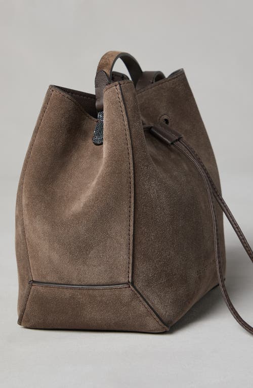 BRUNELLO CUCINELLI BRUNELLO CUCINELLI SUEDE BUCKET BAG WITH MONILI 