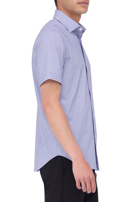 Shop Bugatchi Miles Ooohcotton® Palm Print Short Sleeve Button-up Shirt In Lilac