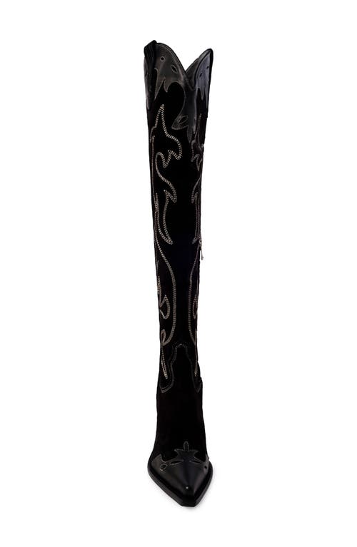 Free People Wild West Knee High Boot In Black Suede