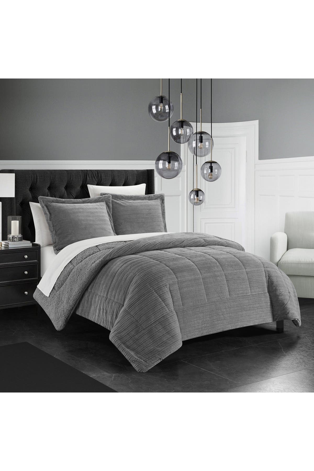 Chic Home Bedding Rashid Ribbed Texture Microplush Faux Shearling Lined