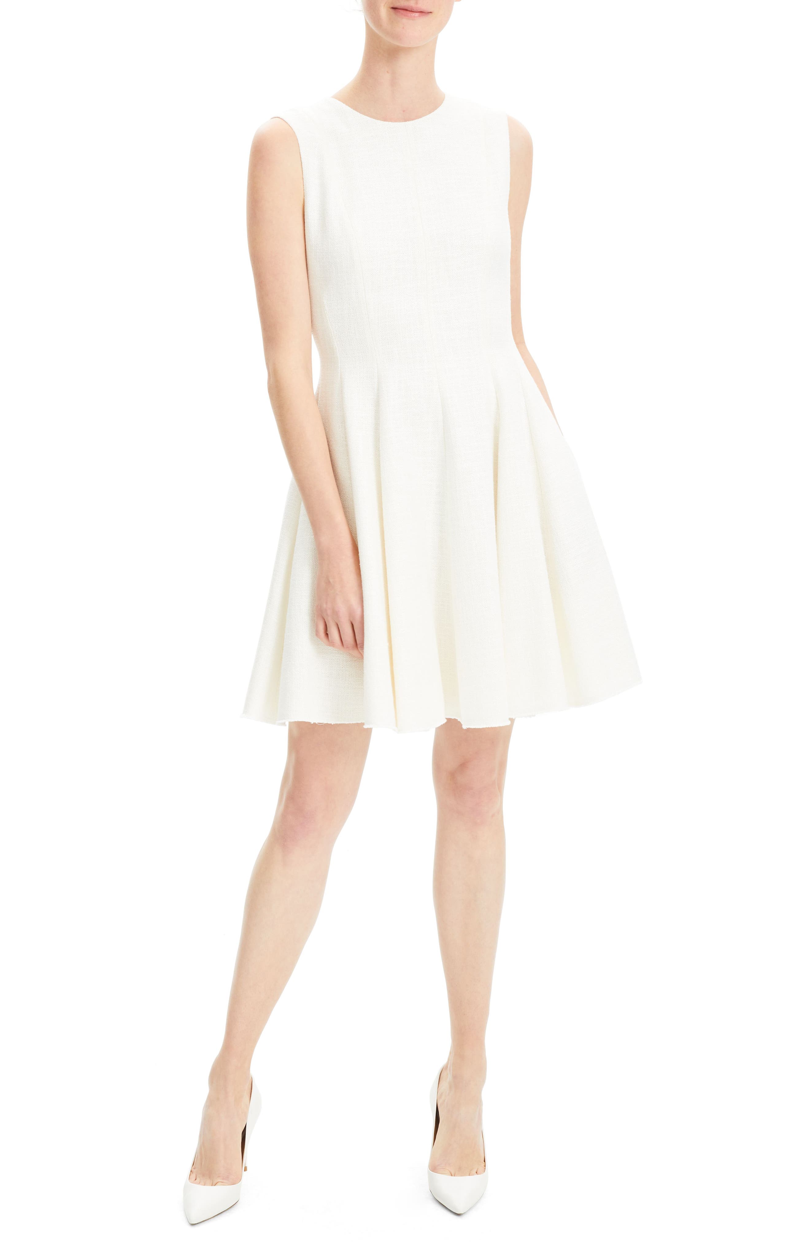 Theory Canvas Fit & Flare Dress, White