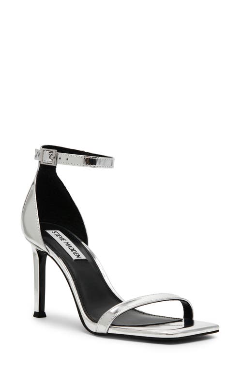 Piked Ankle Strap Sandal in Silver Foil