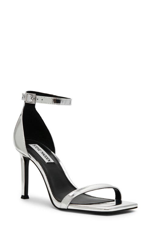 Shop Steve Madden Piked Ankle Strap Sandal In Silver Foil