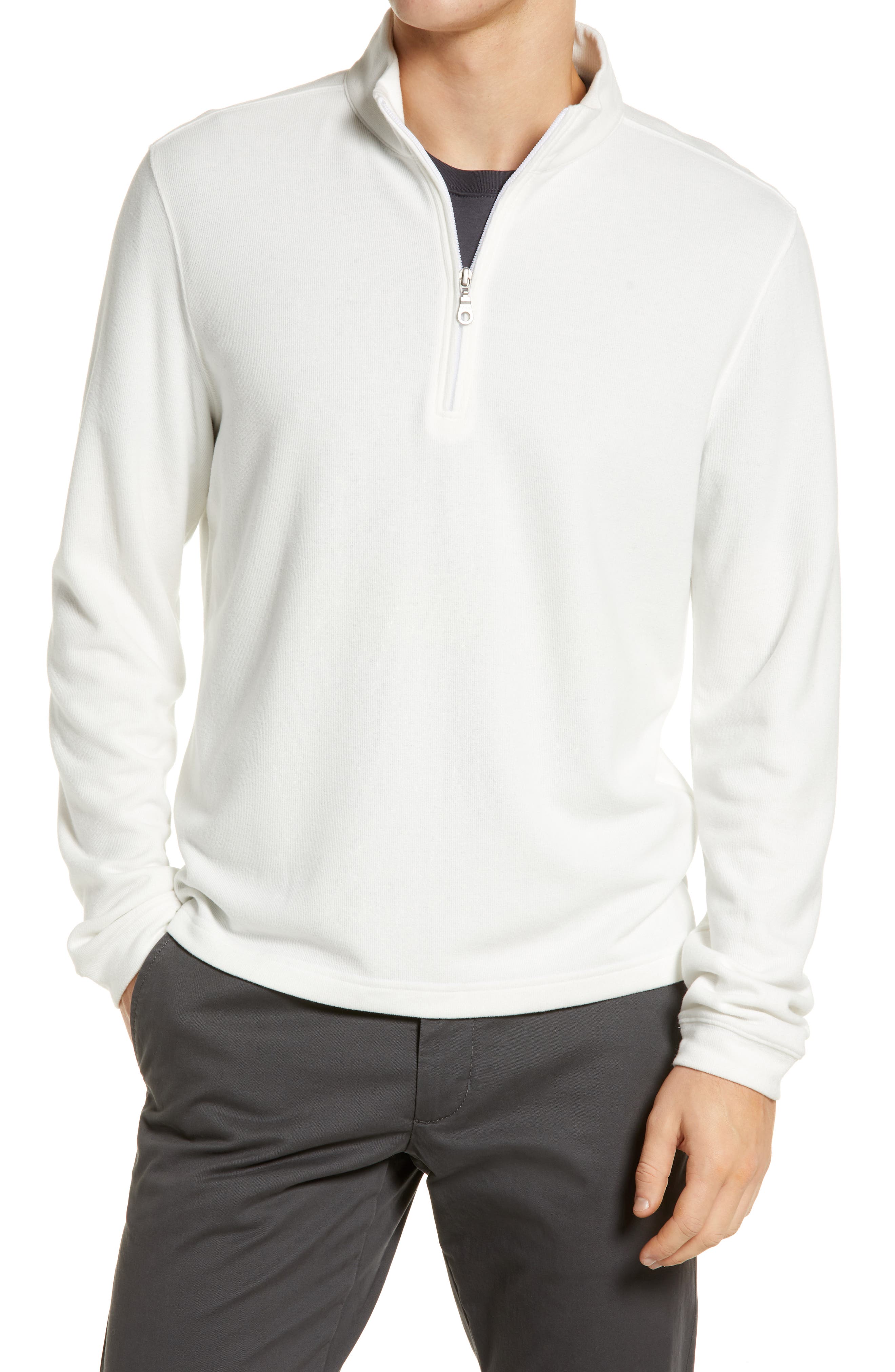 half zip white sweatshirt