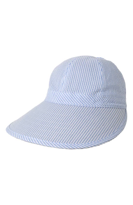 Shop David & Young Ponyflo Stripe Sunblocker Hat In Blue