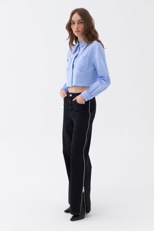 NOCTURNE NOCTURNE DOUBLE COLLAR COTTON BUTTON-UP SHIRT