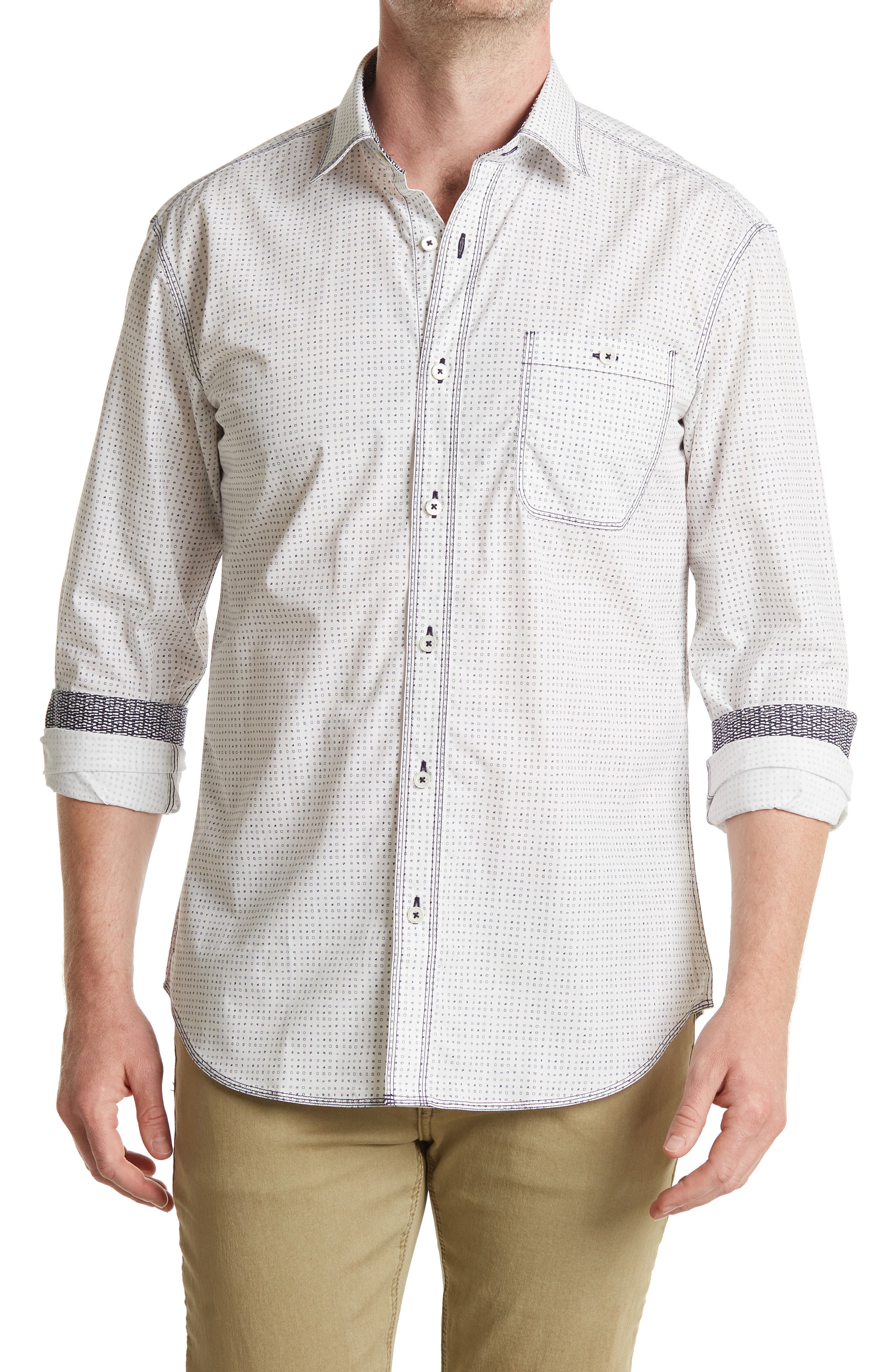 Bugatchi Micro Print Shaped Fit Sport 