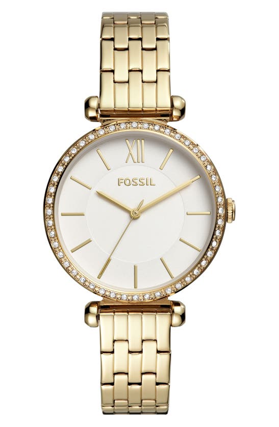 Fossil Tillie Three Hand Quartz Cz Bezel Bracelet Watch, 36mm In Gold