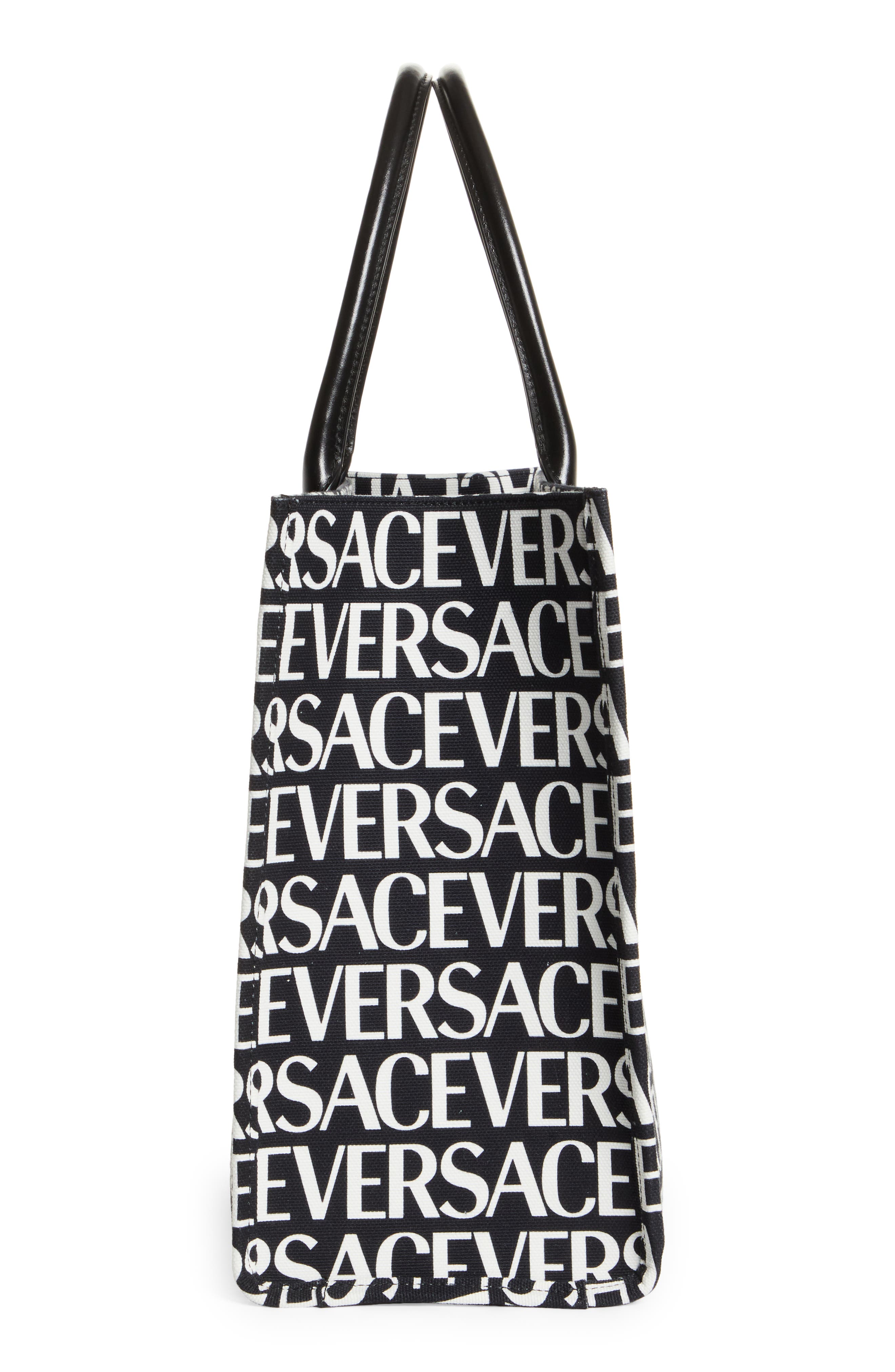 Versace La Medusa Logo Print Canvas Tote