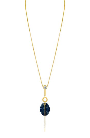 Jardin Crystal & Imitation Stone Y-necklace In Blue/gold